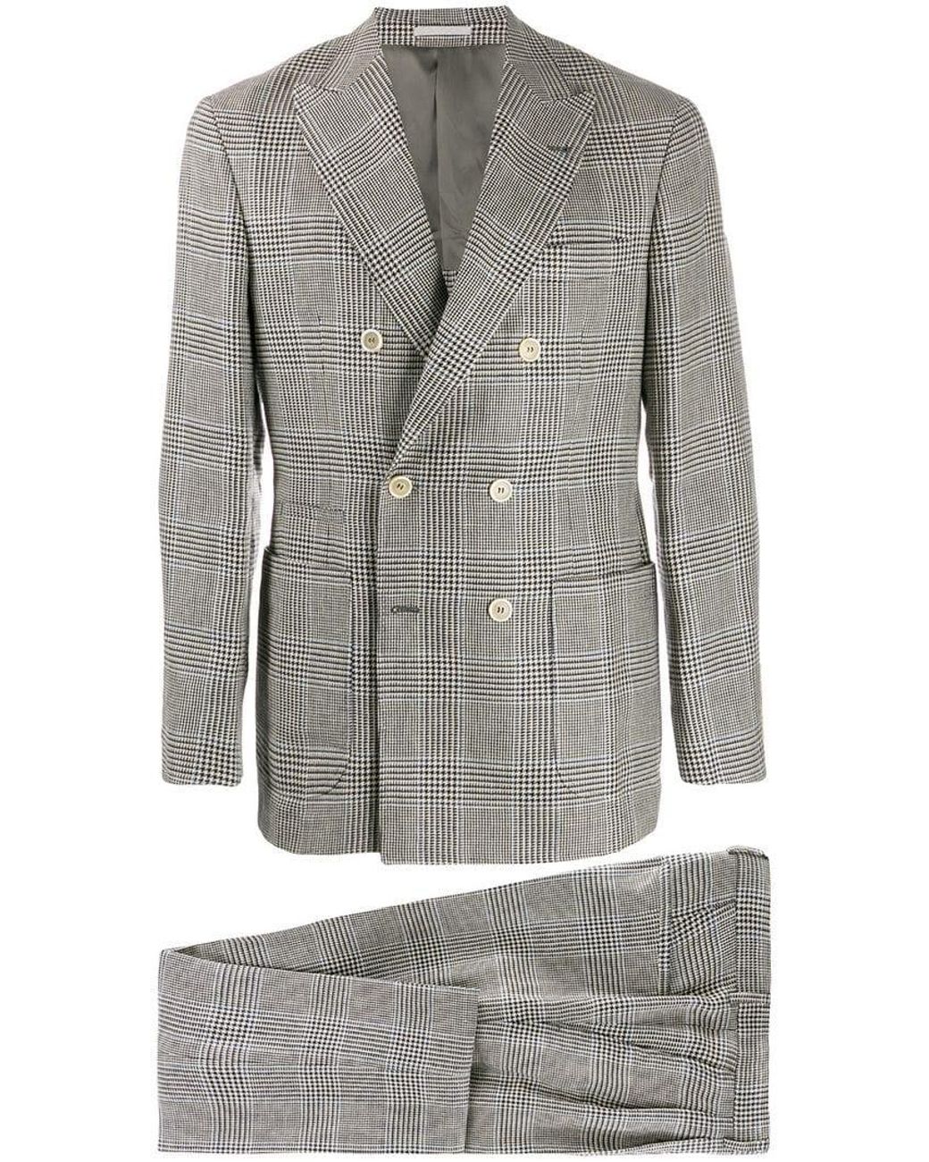 Brunello Cucinelli Houndstooth Check Two-piece Suit in Gray for Men - Lyst