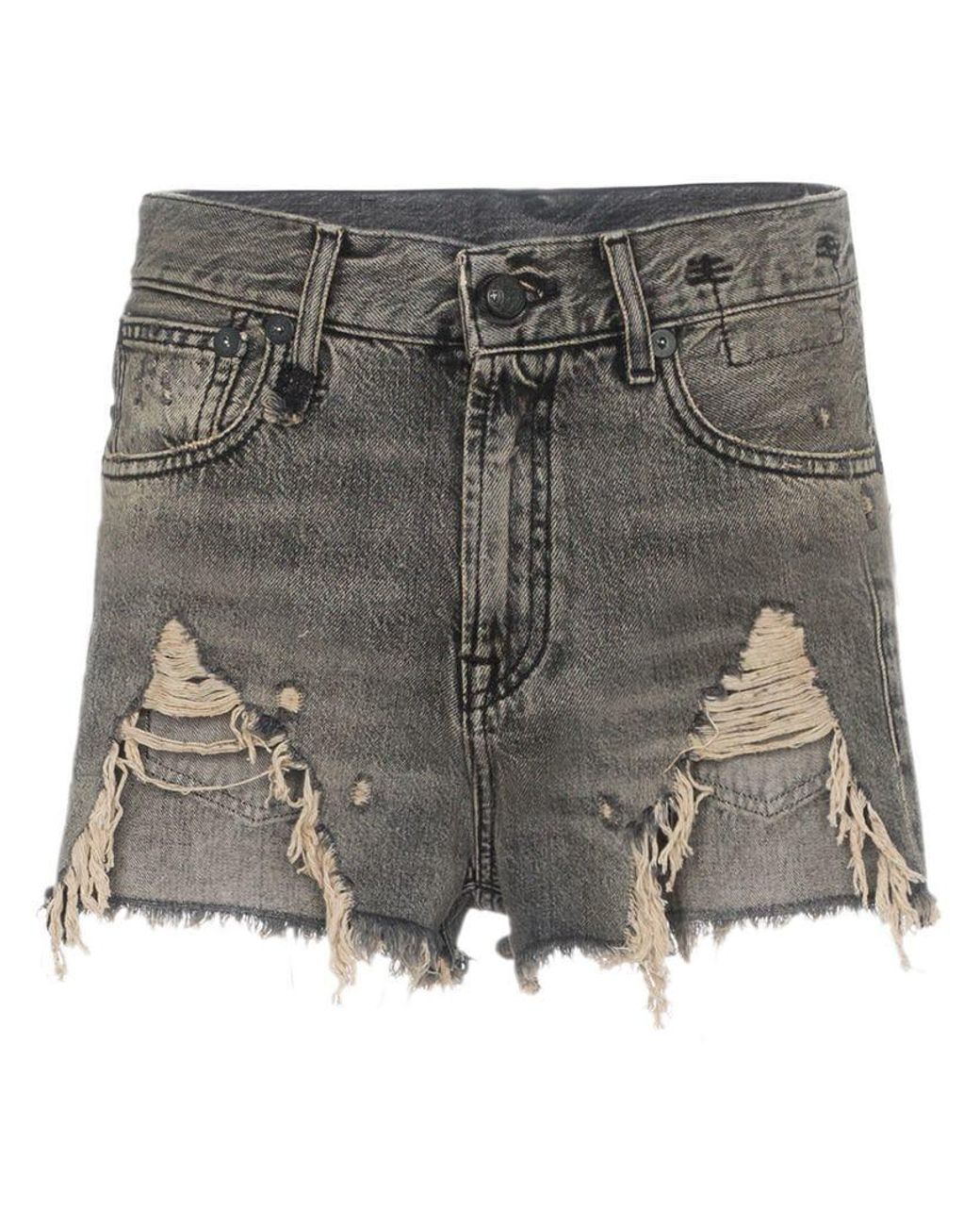 R13 Shredded Slouch Denim Shorts in Black - Save 48% - Lyst