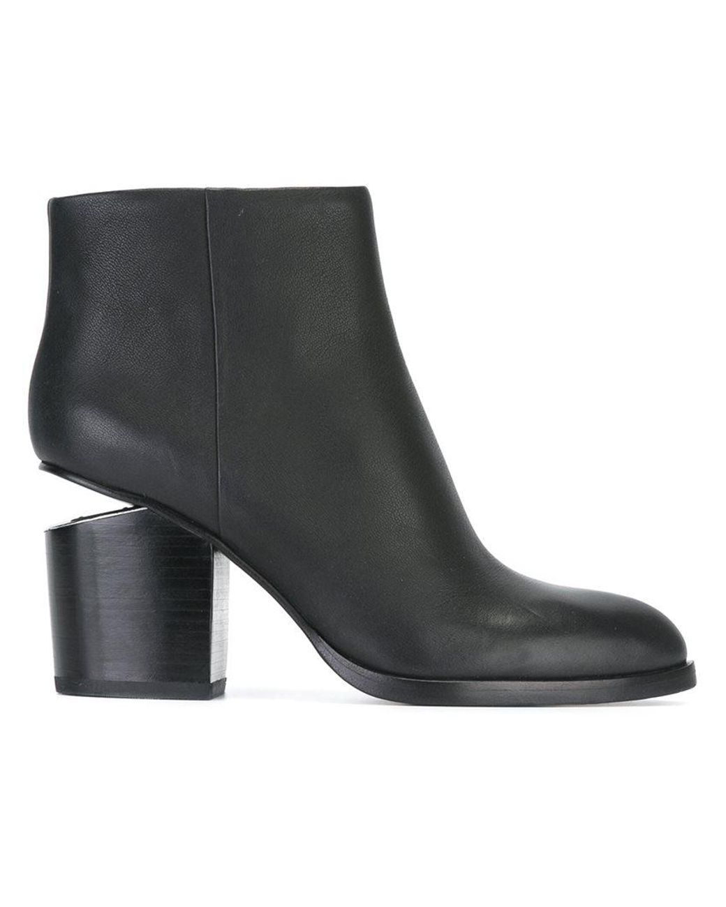 Lyst - Alexander Wang Gabi Leather Silver-Cutout Ankle Boots in Black ...