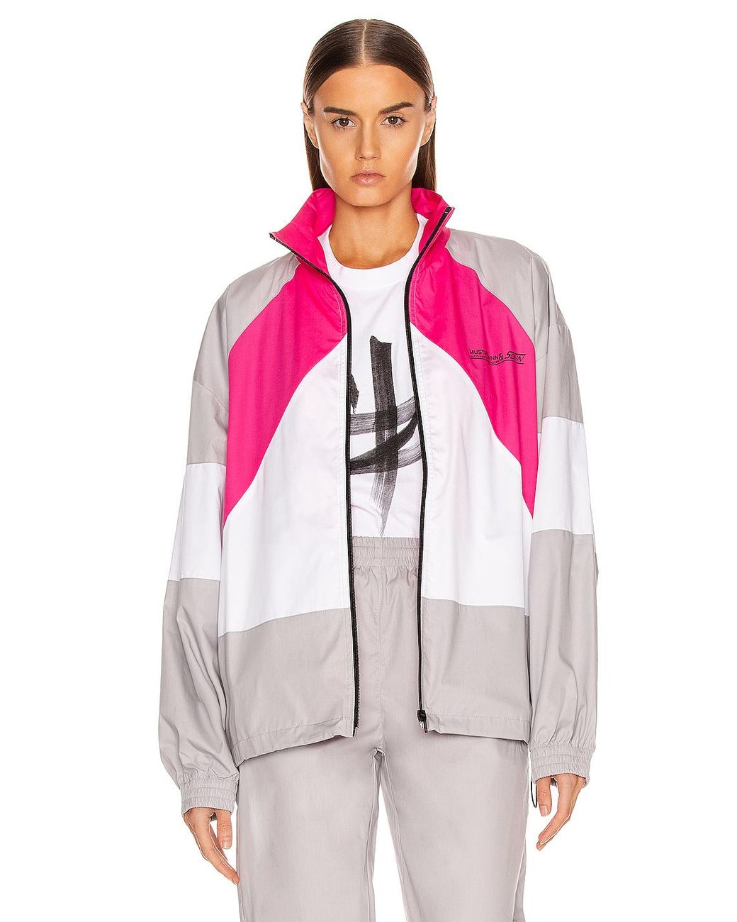 Vetements Synthetic Tracksuit Jacket in Grey & Pink & White (Pink) - Lyst