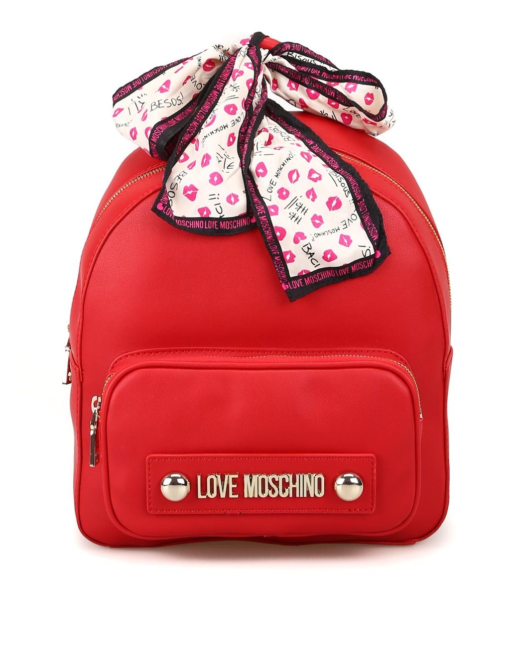 Love Moschino Scarf Detailed Faux Leather Backpack in Red - Lyst