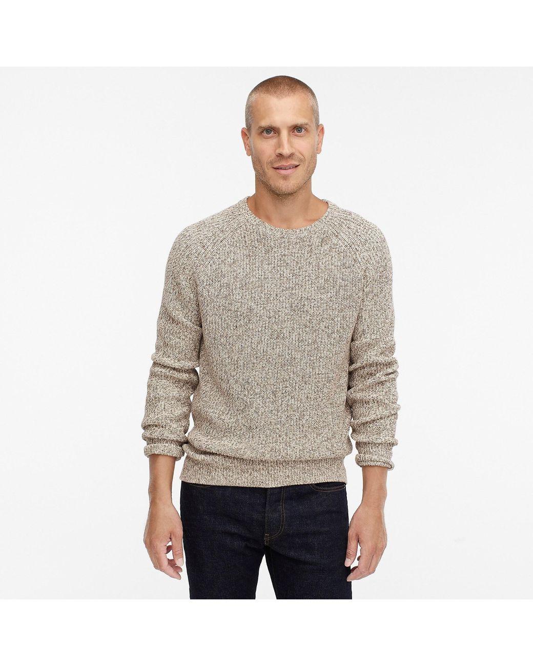 J.Crew Marled Cotton Raglansleeve Crewneck Sweater in Gray for Men Lyst