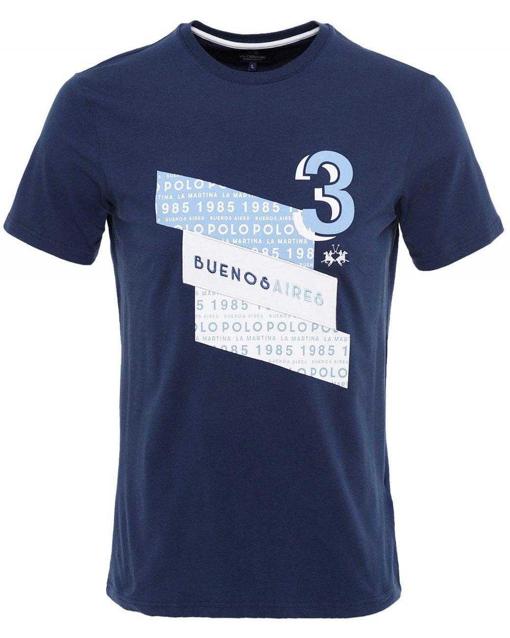 La Martina Cotton Crew Neck Munro T-shirt in Navy (Blue) for Men - Lyst