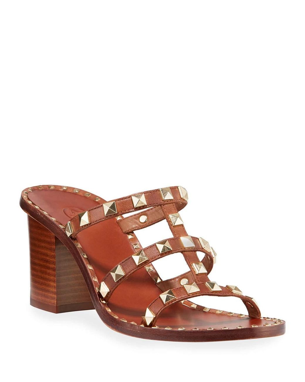 Ash Playa Studded Block-heel Slide Sandals in Brown - Save 7% - Lyst