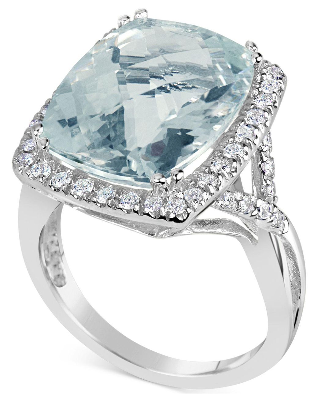 Macy's Aquamarine (91/2 Ct. T.w.) & Diamond (3/8 Ct. T.w.) Ring In 14k