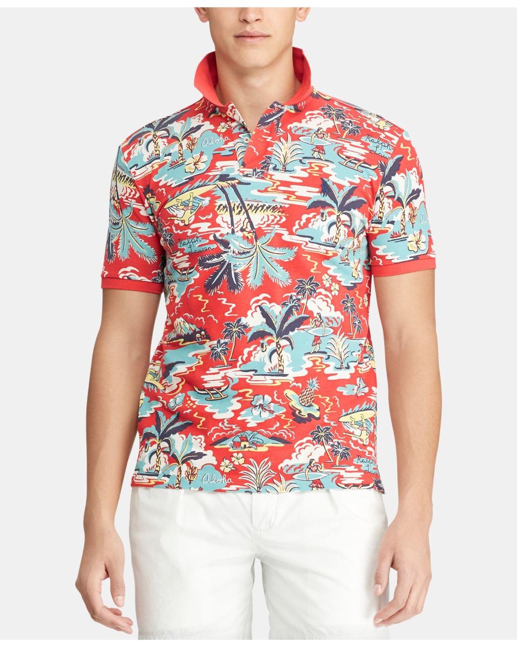 Polo Ralph Lauren Classic-fit Mesh Hawaiian Polo Shirt in Red for Men ...