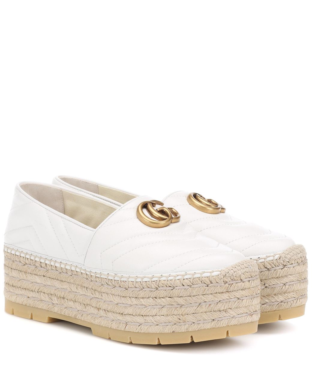GUCCI Calfskin Matelasse GG Marmont Espadrilles 39 Porcelain Rose 495685 | FASHIONPHILE