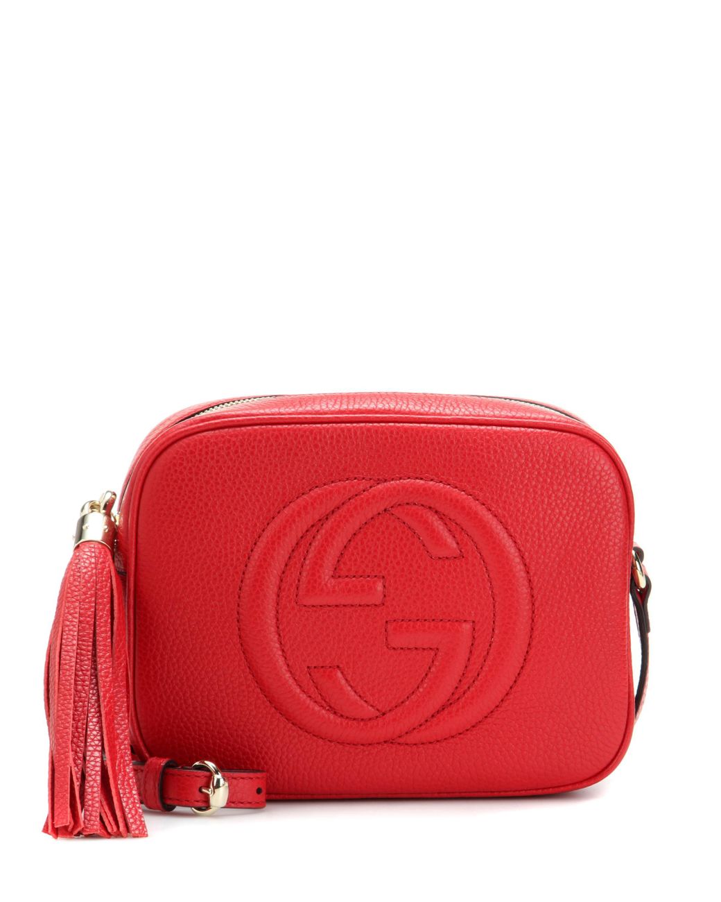 gucci soho small leather disco bag red