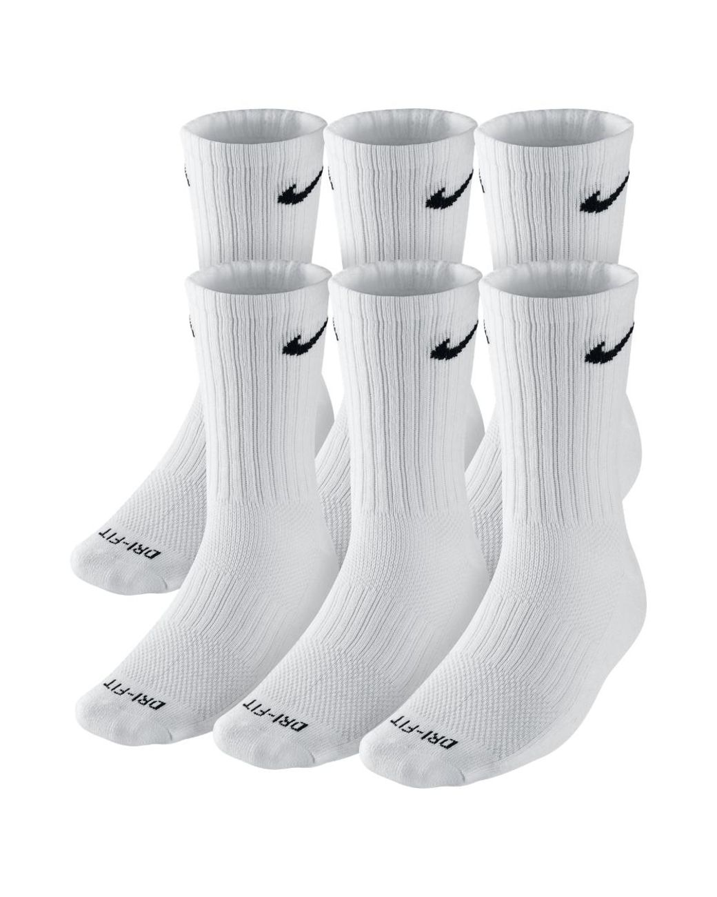 Lyst - Nike Dri-fit Cushion Crew Training Socks (large/6 Pair) in White ...