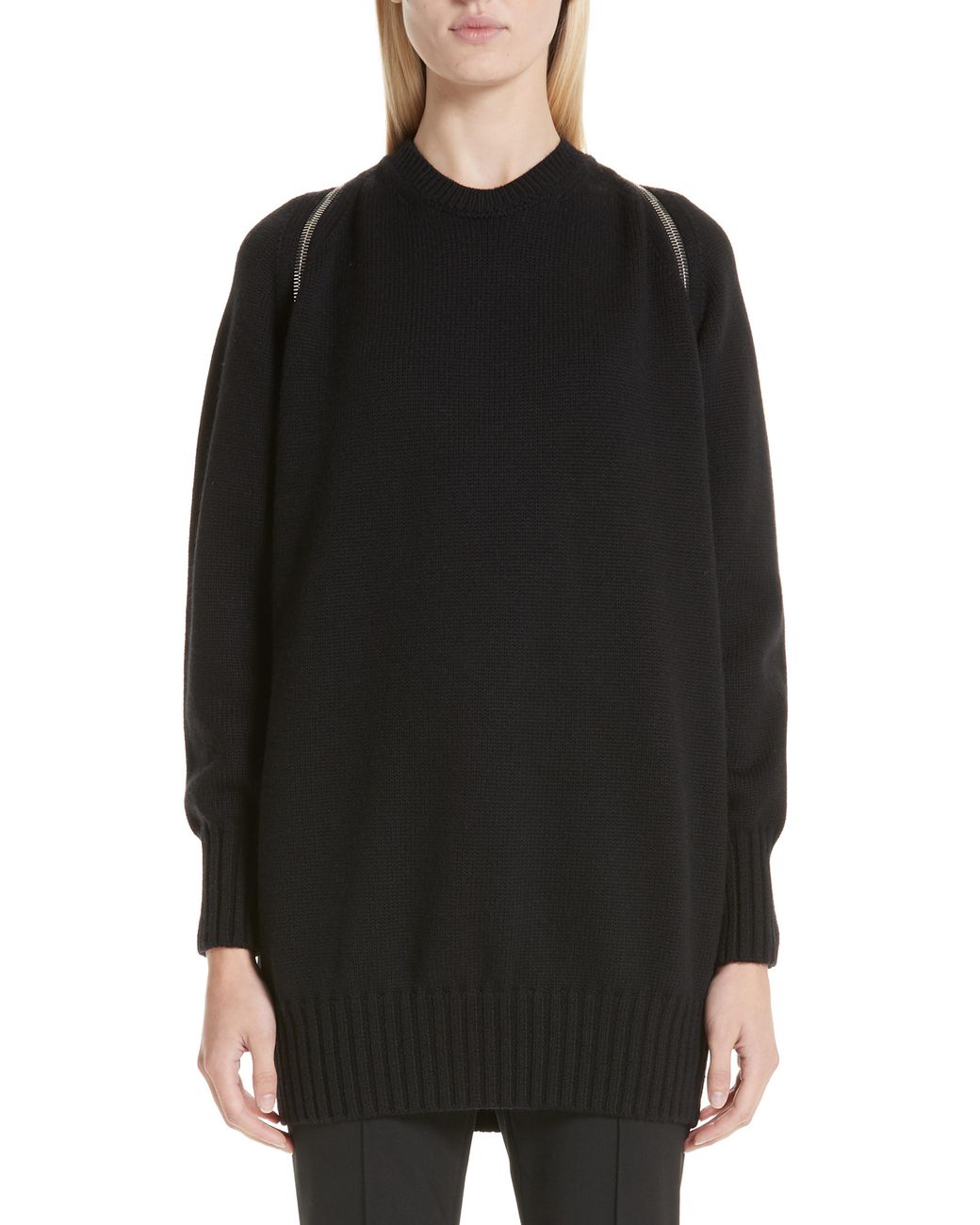 Lyst - Alexander Wang Zip Shoulder Merino Wool Sweater in Black