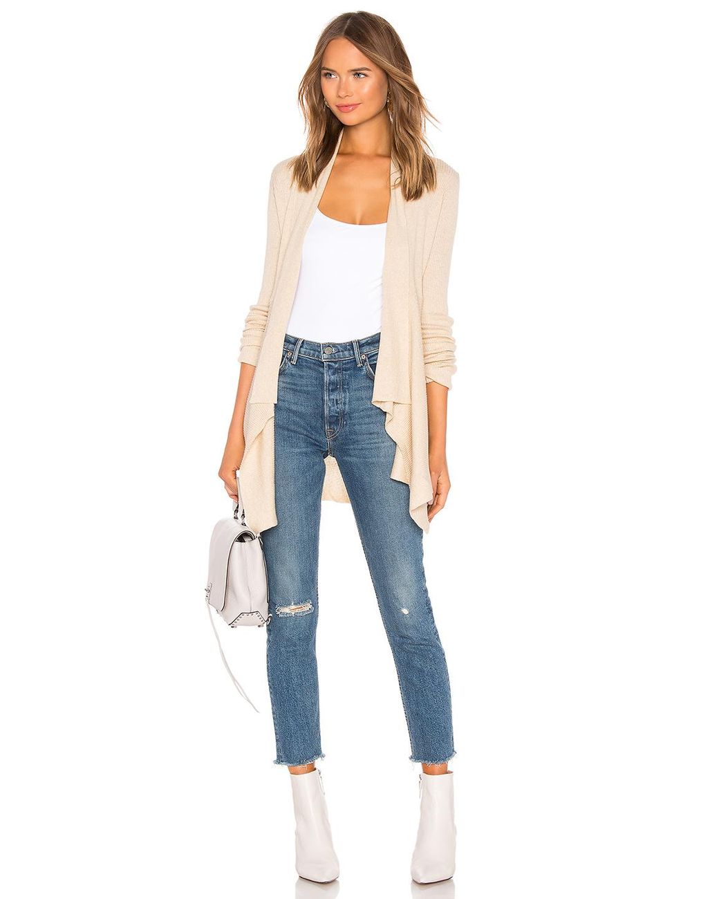 Autumn Cashmere Rib Drape Cardigan Lyst