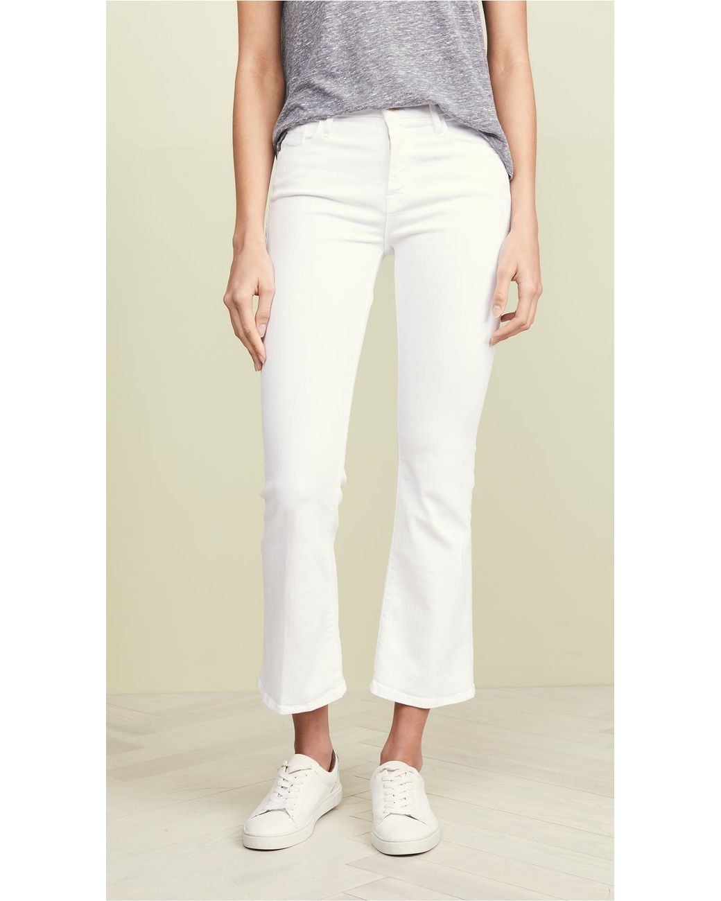 FRAME Denim Le Crop Mini Boot Cut Jeans in White Lyst