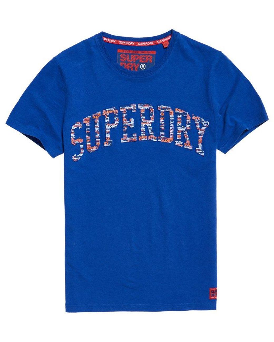 Superdry Men/'s Lay Up Blue Royal Blue Embossed Crew-Neck T-Shirt