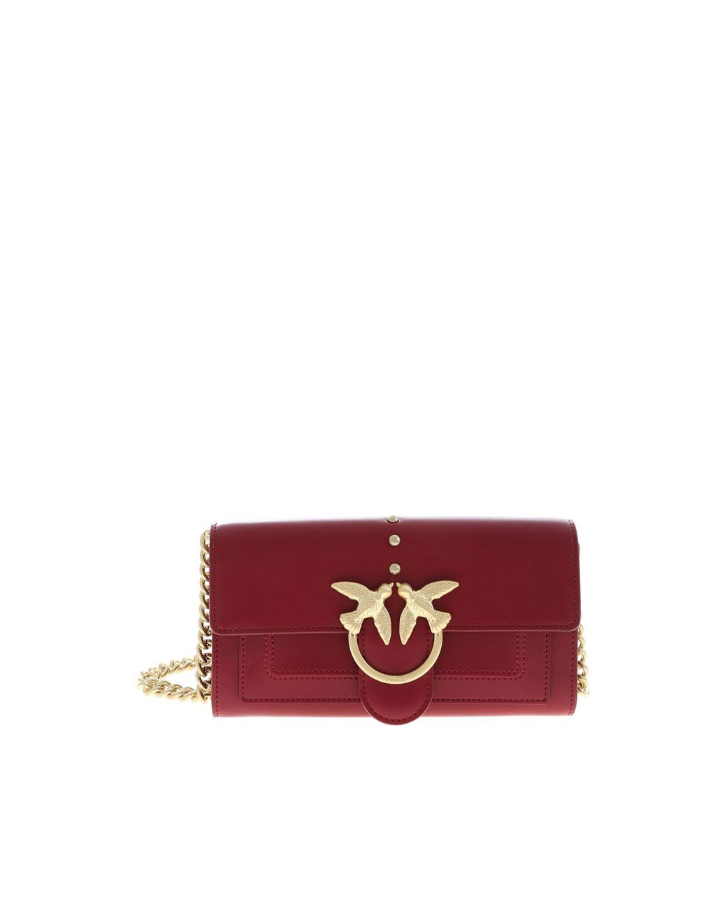 Pinko Leather Wallet With Burgundy Houston Shoulder Strap in Purple - Lyst