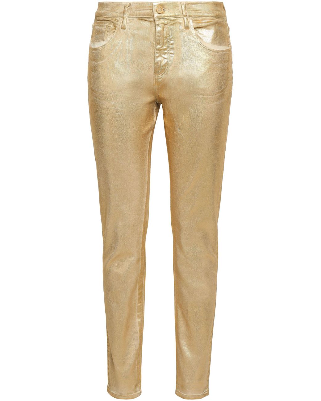 Roberto Cavalli Metallic High-rise Slim-leg Jeans Gold in Metallic - Lyst