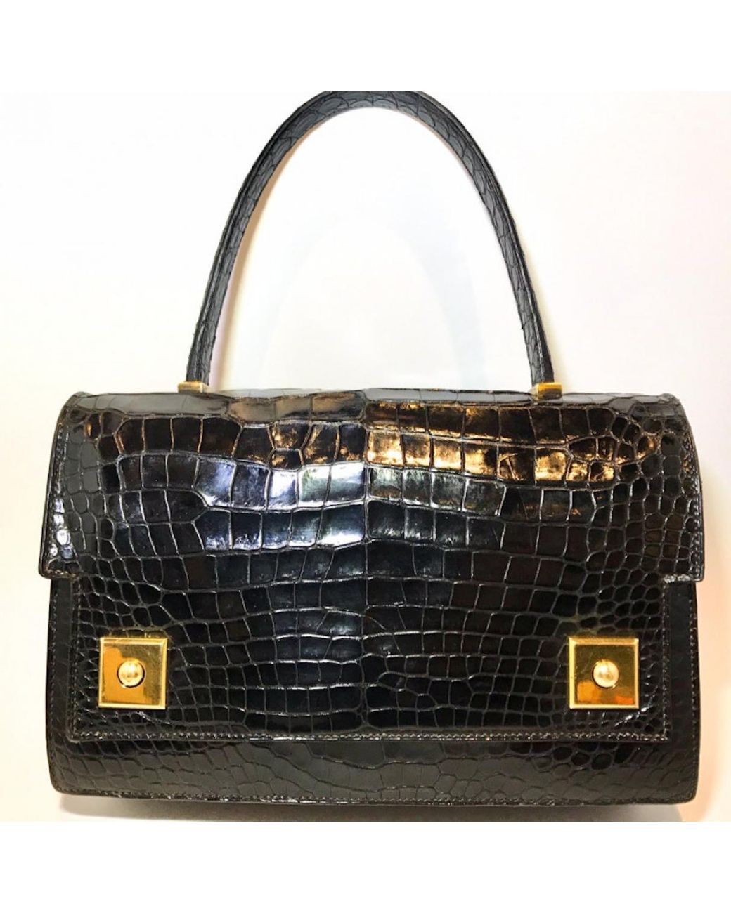 Hermès Pre-owned Vintage Black Crocodile Handbags in Black - Lyst