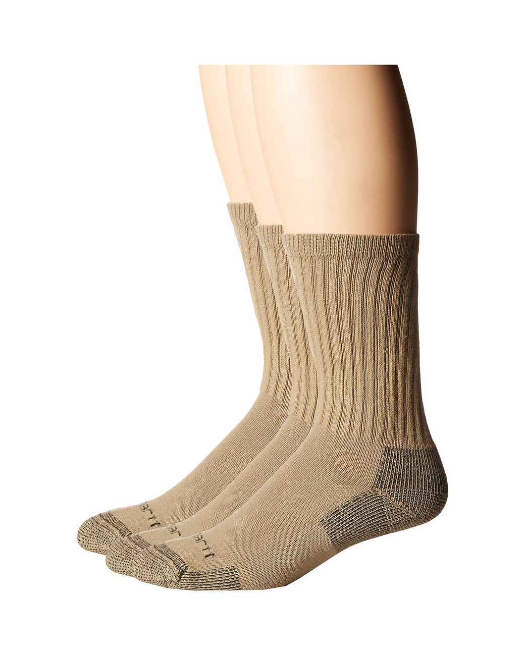 Carhartt Cotton Crew Work Socks 3 Pack In Khaki Natural For Men Lyst