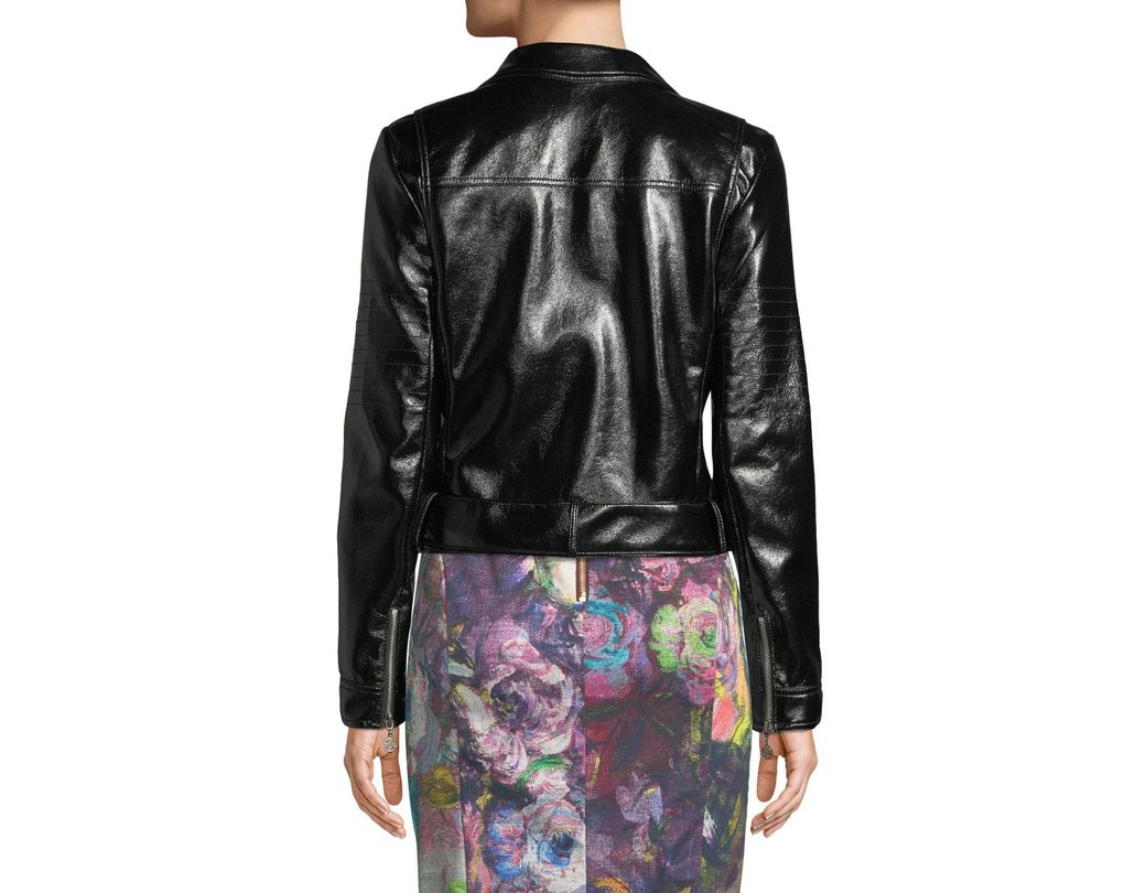 Nicole Miller Faux Leather Moto Jacket In Black Lyst