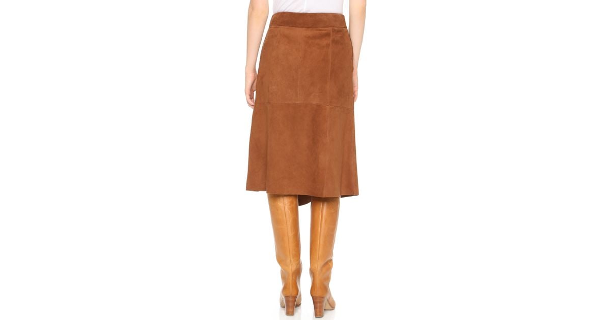 brown suede wrap skirt