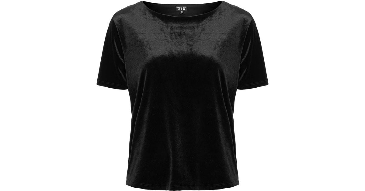 Lyst - Topshop Velvet Tee in Black