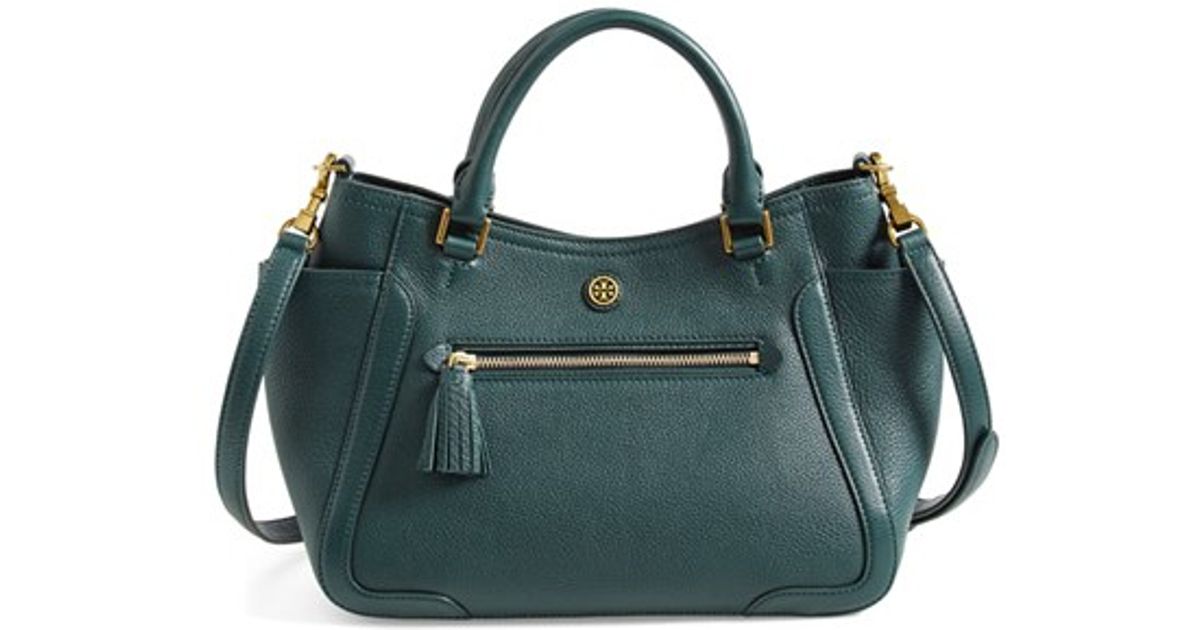 Lyst - Tory Burch Frances Small Leather Satchel in Green
