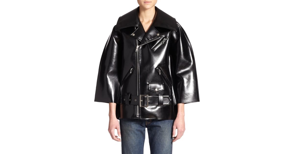 Lyst Junya Watanabe Patent Faux Leather Biker Jacket In Black