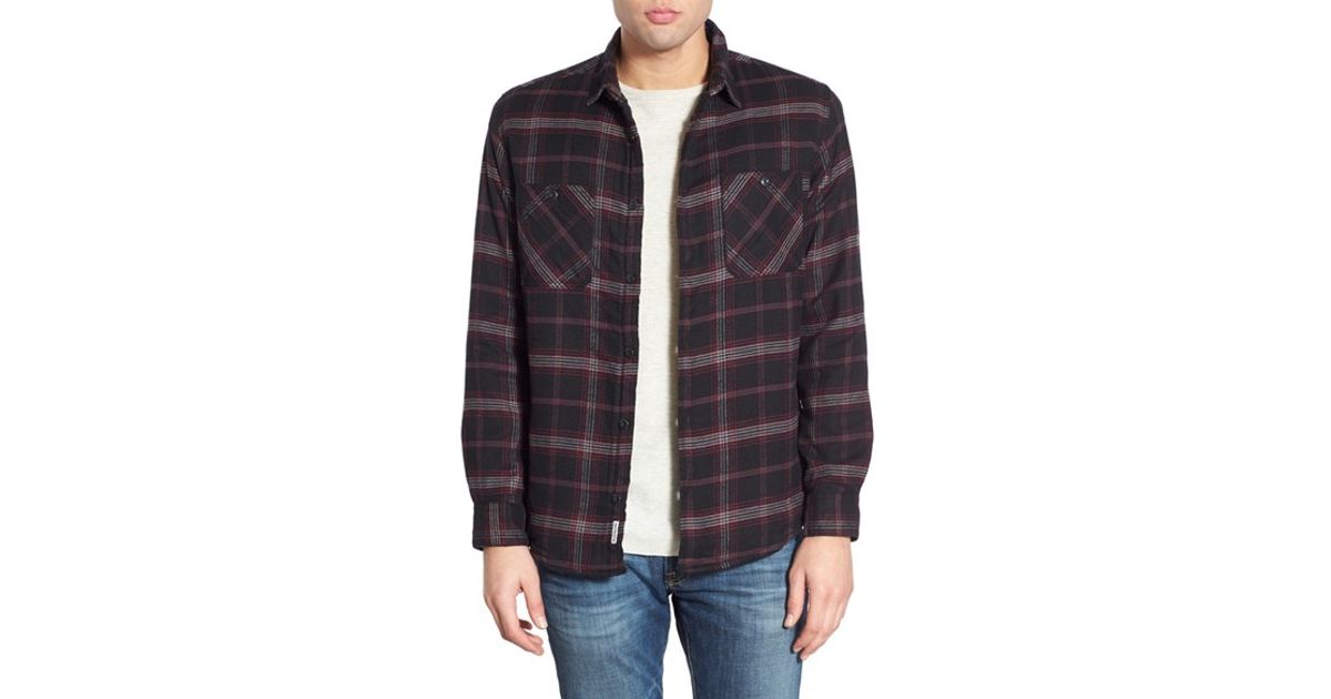 Quiksilver sane Rock  Plaid Flannel  Shirt Jacket in Brown 