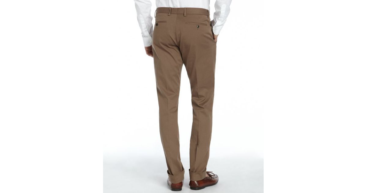 Lyst Gucci Brown Cotton Pleated Front Dress Pants In For Men
