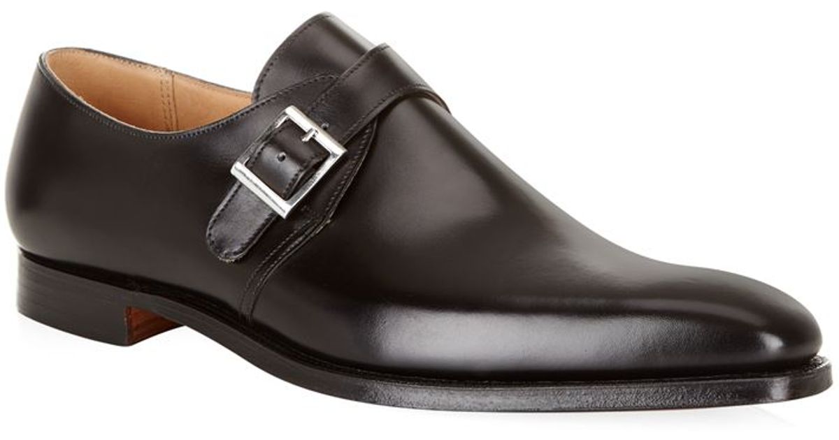 Crockett and jones Single-Strap Leather Monk Shoes in Black for Men | Lyst