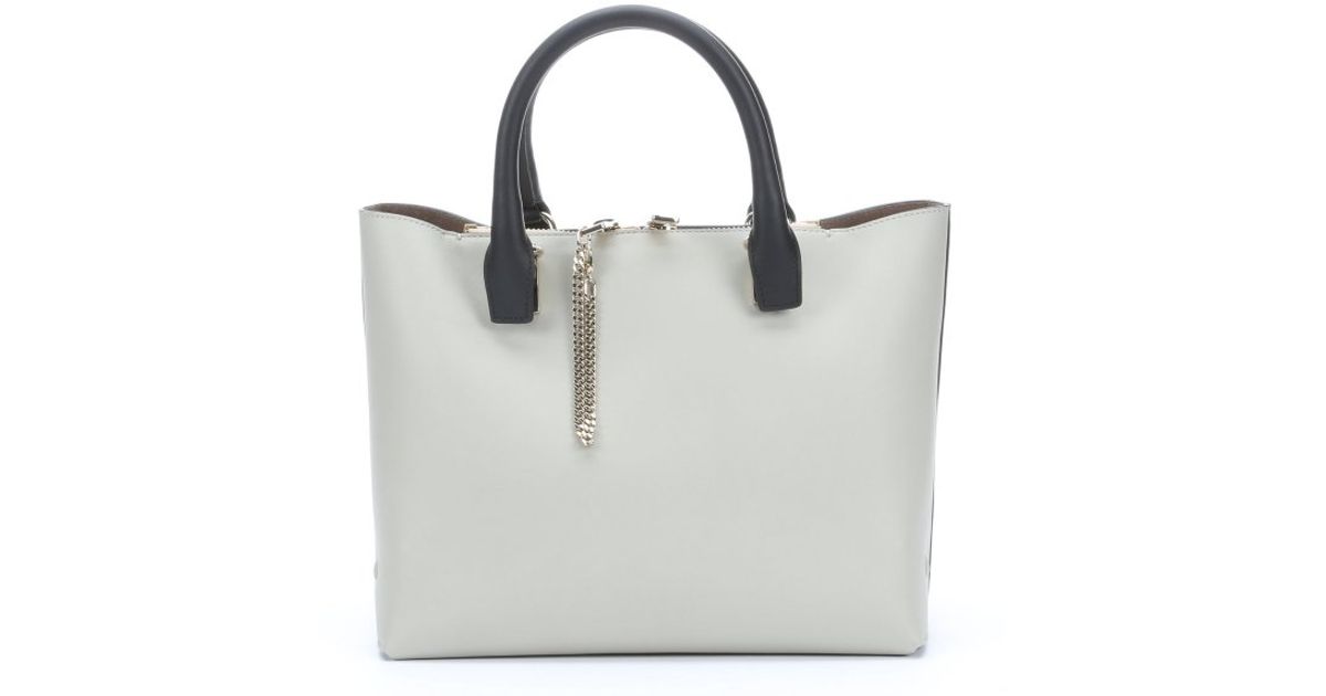 Chlo Marshmallow Grey And Black Leather Top Handle Tote in Gray ...