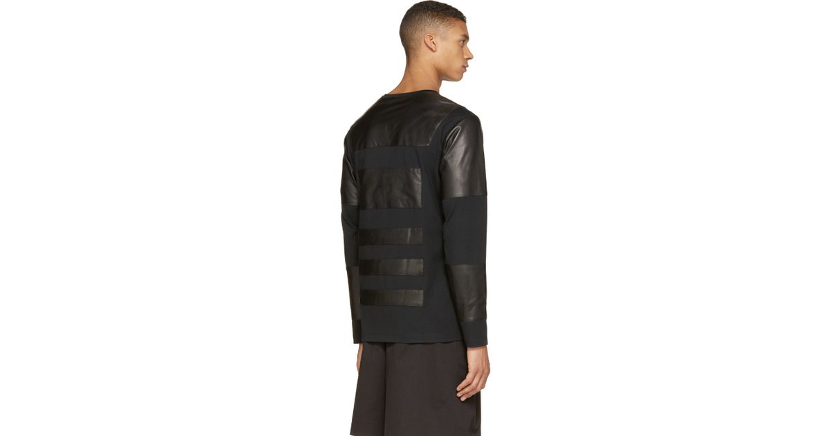 Lyst Pyer Moss Black Leather Paneled Mcneal Shirt In For Men