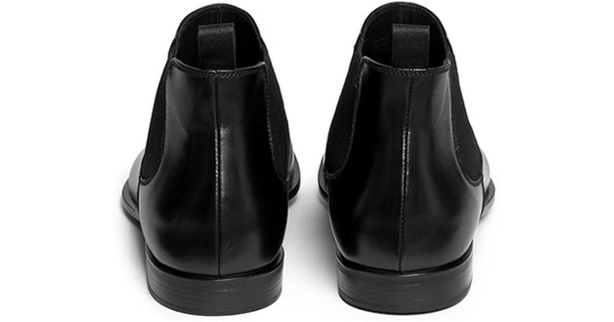 Giorgio armani Low Cut Leather Chelsea Boots in Black for Men | Lyst