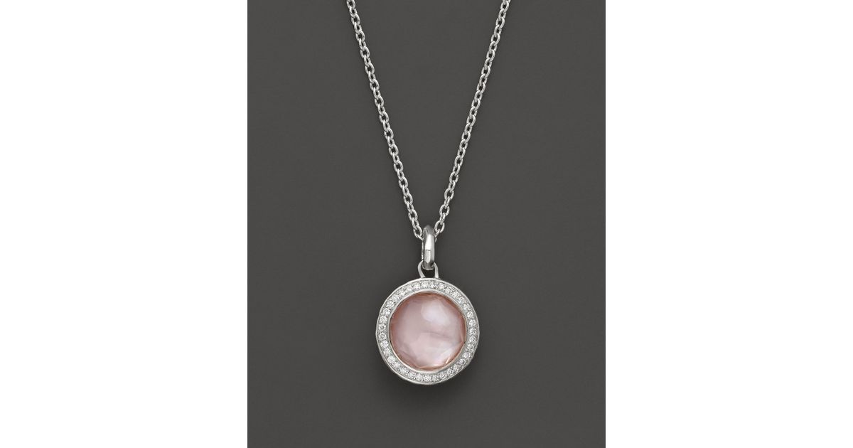 Lyst Ippolita Sterling Silver Stella Lollipop Pendant Necklace In Lyst Ippolita Sterling Silver Stella Lollipop Pendant Necklace In Mother Of Pearl Doublet With Diamonds 16 Pink