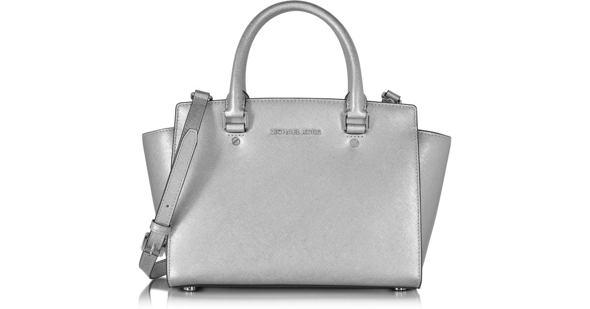 Lyst Michael Kors Selma Saffiano Leather Medium Satchel Bag In Lyst Michael Kors Selma Saffiano Leather Medium Satchel Bag In Metallic
