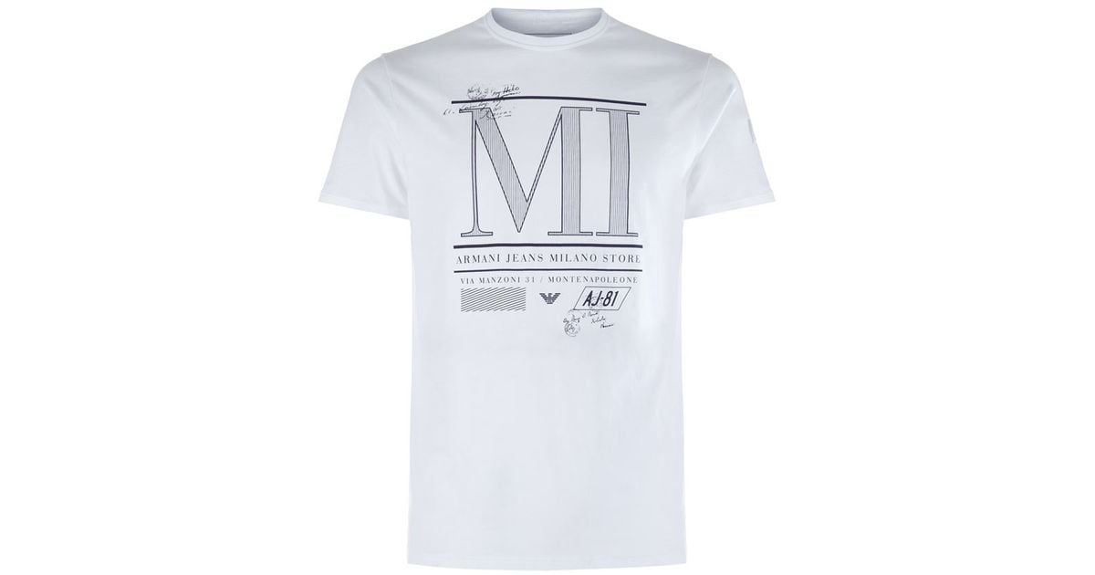 Milano Print White Shirt Men Armani T In For Lyst Jeans Rc3Aq4Lj5