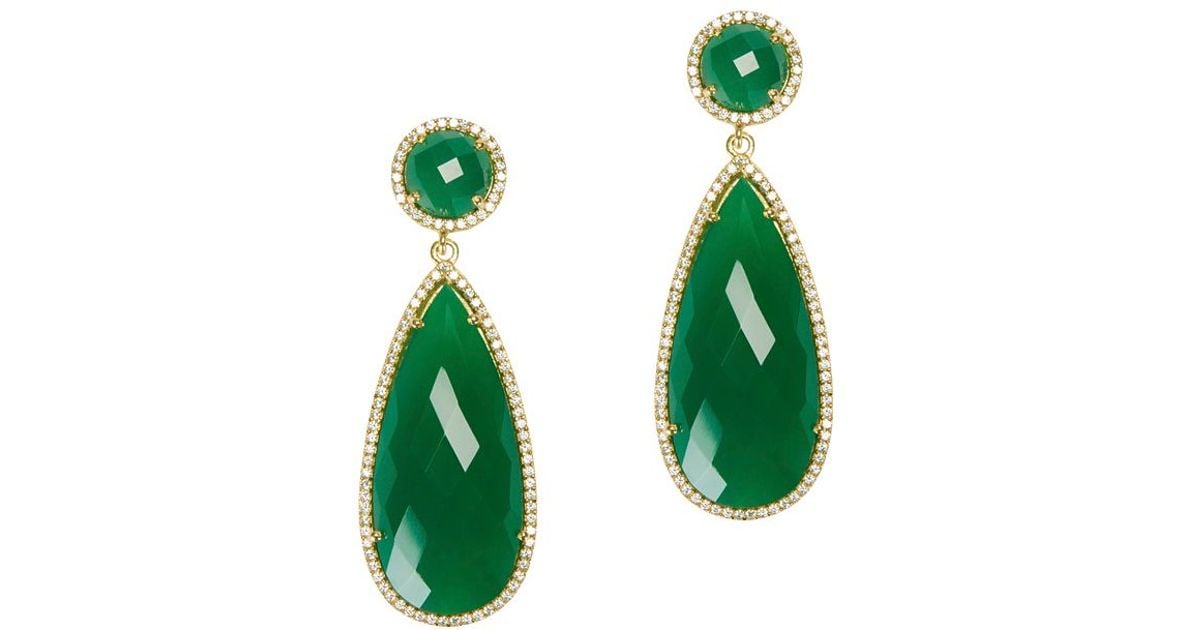 Lyst Susan Hanover Emerald Drop Earrings In Metallic