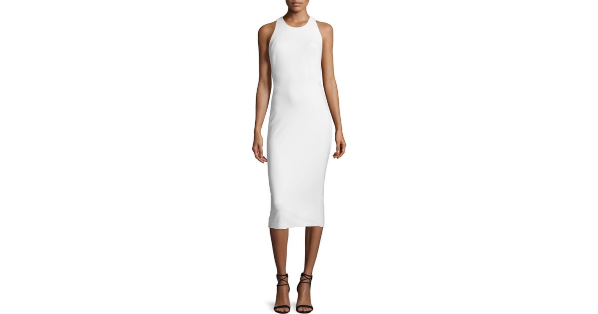 White sheath midi dress for women dress