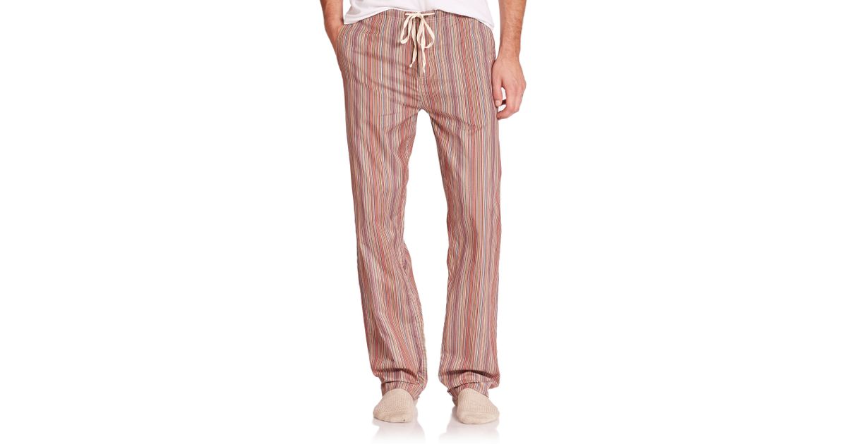 Paul smith Striped Cotton Pajama Pants in Red for Men Lyst