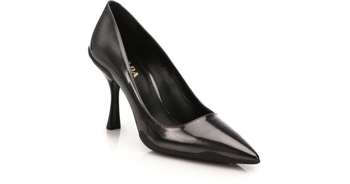 Prada Sport Sole Leather Pumps in Gray (anthracite) | Lyst  
