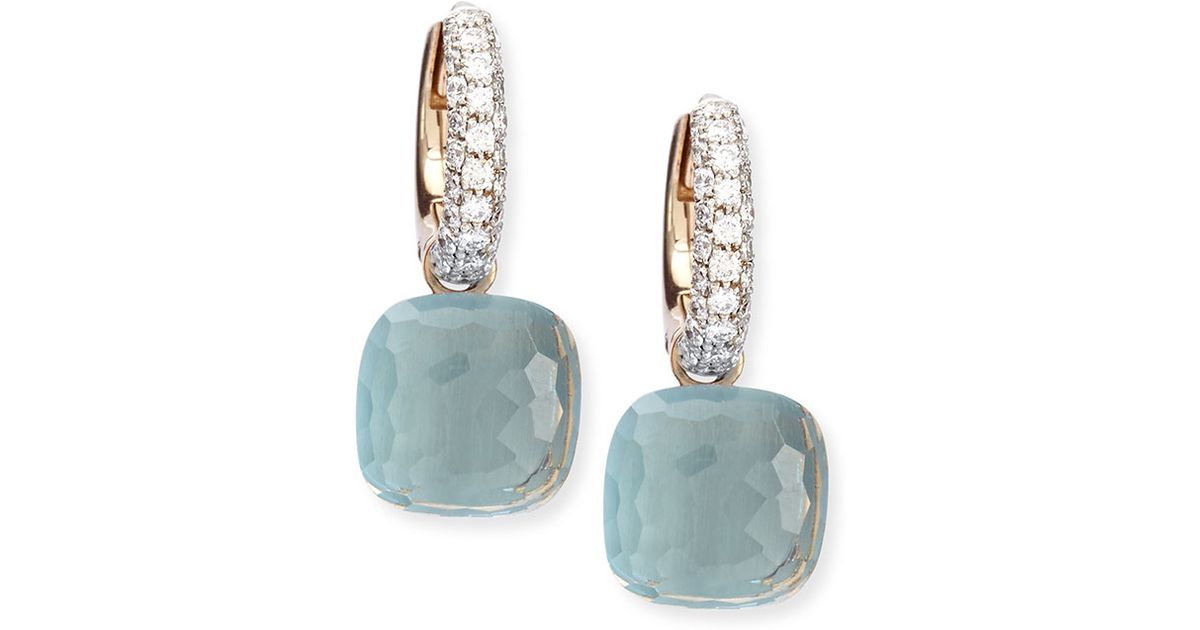 Lyst Pomellato Nudo Blue Topaz Diamond Drop Earrings In