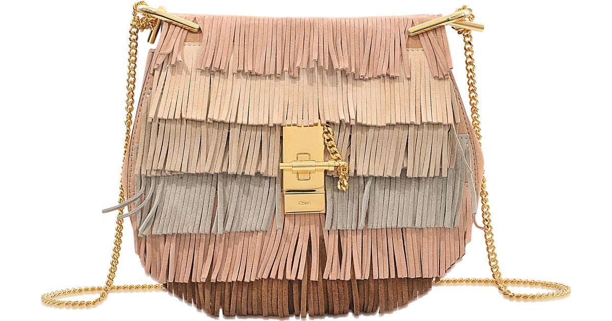 Chlo Drew Small Fringe Shoulder Bag in Beige | Lyst