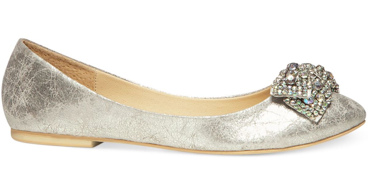 silver flats with bow
