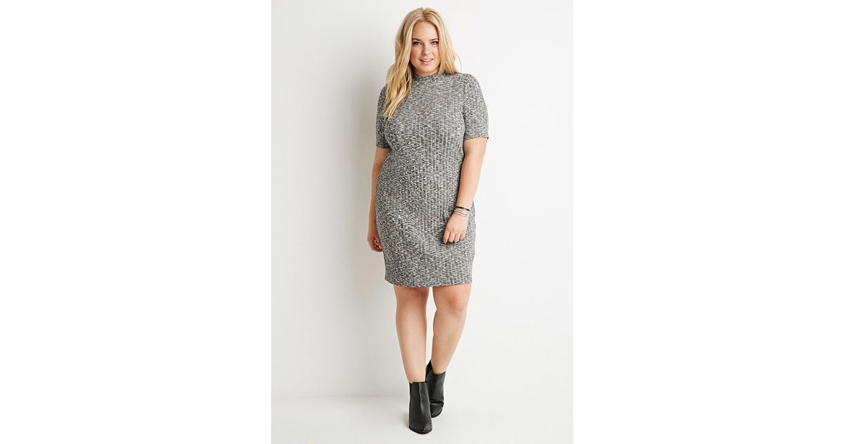 forever 21 plus size mock neck ribbed dress in black lyst forever 21 plus size mock neck ribbed dress in black lyst