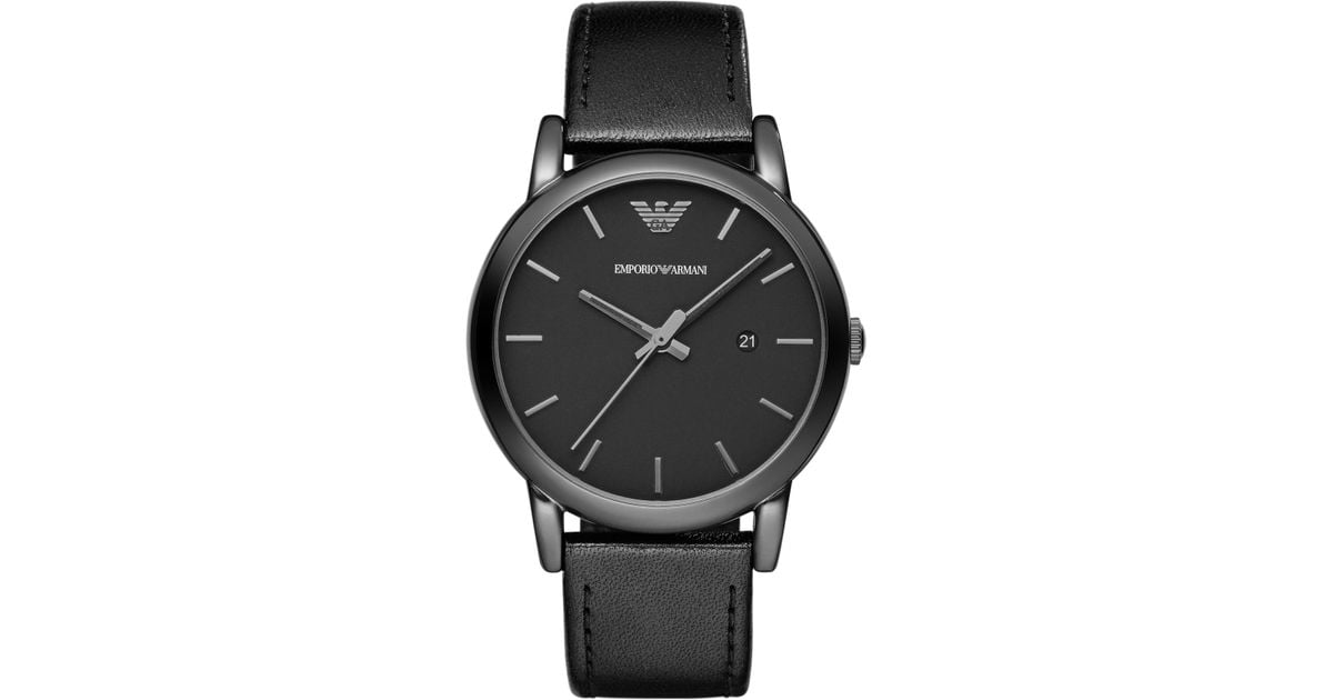 Emporio armani Men's Black Leather Strap Watch 41mm Ar1732 in Black for ...