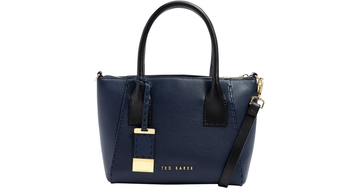 Ted baker Lauren Small Leather Tote Bag in Blue (Navy) | Lyst