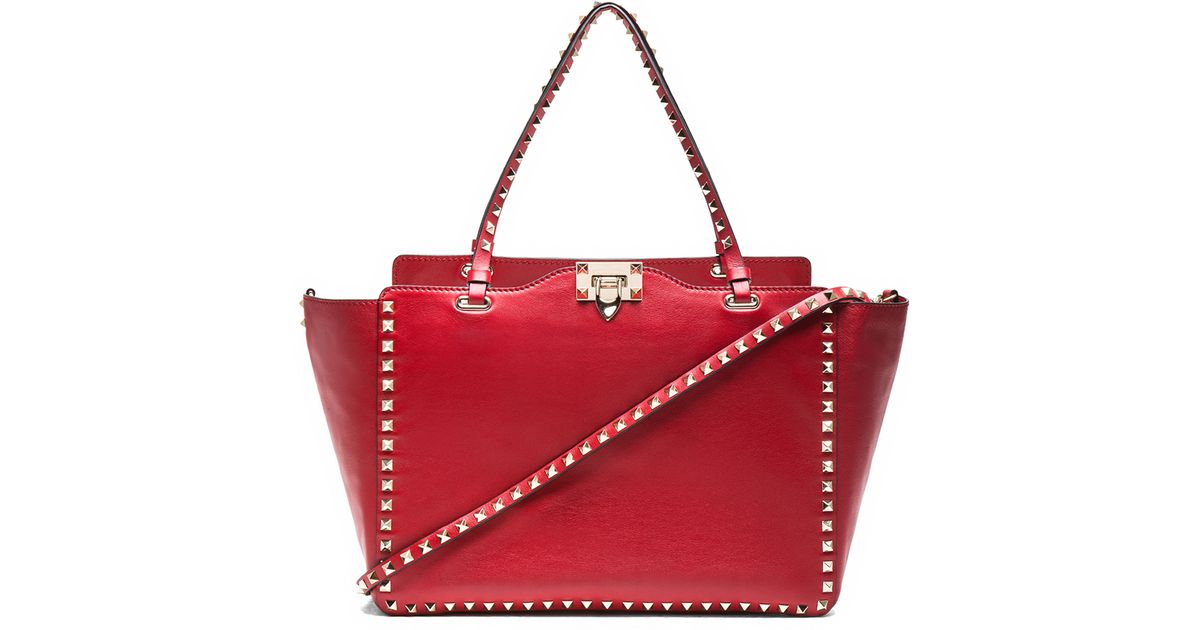 valentino rockstud tote red