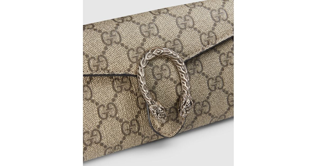 Gucci Dionysus Gg Supreme Chain Wallet in Natural | Lyst