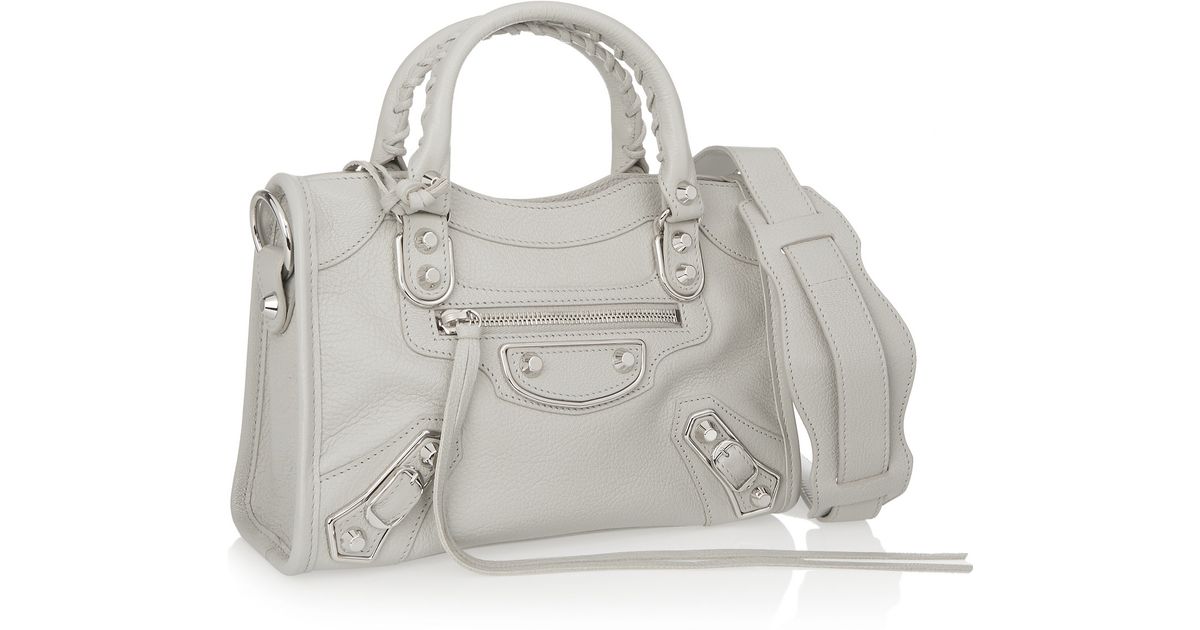 balenciaga classic metallic edge city mini textured leather shoulder bag in gray lyst balenciaga classic metallic edge city mini textured leather shoulder bag in gray lyst