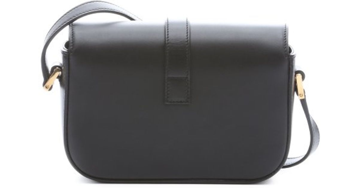 Lyst - Saint Laurent Black Leather &#39;Ysl&#39; Logo Mini Crossbody Bag in Black