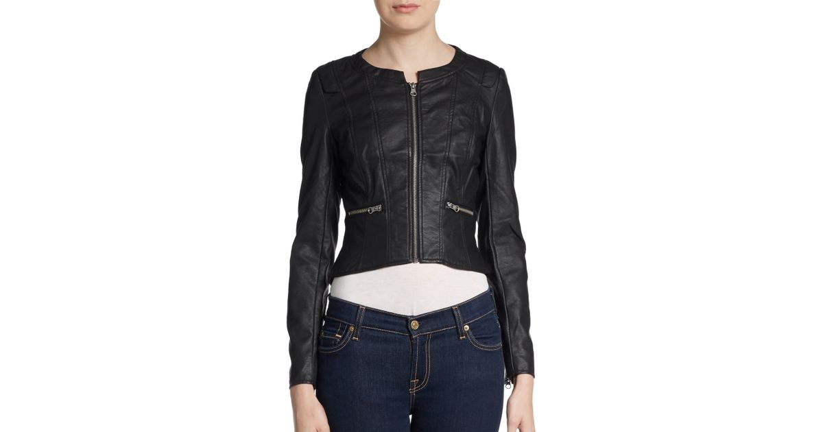Lyst French Connection Riot Faux Leather Jacket In Black